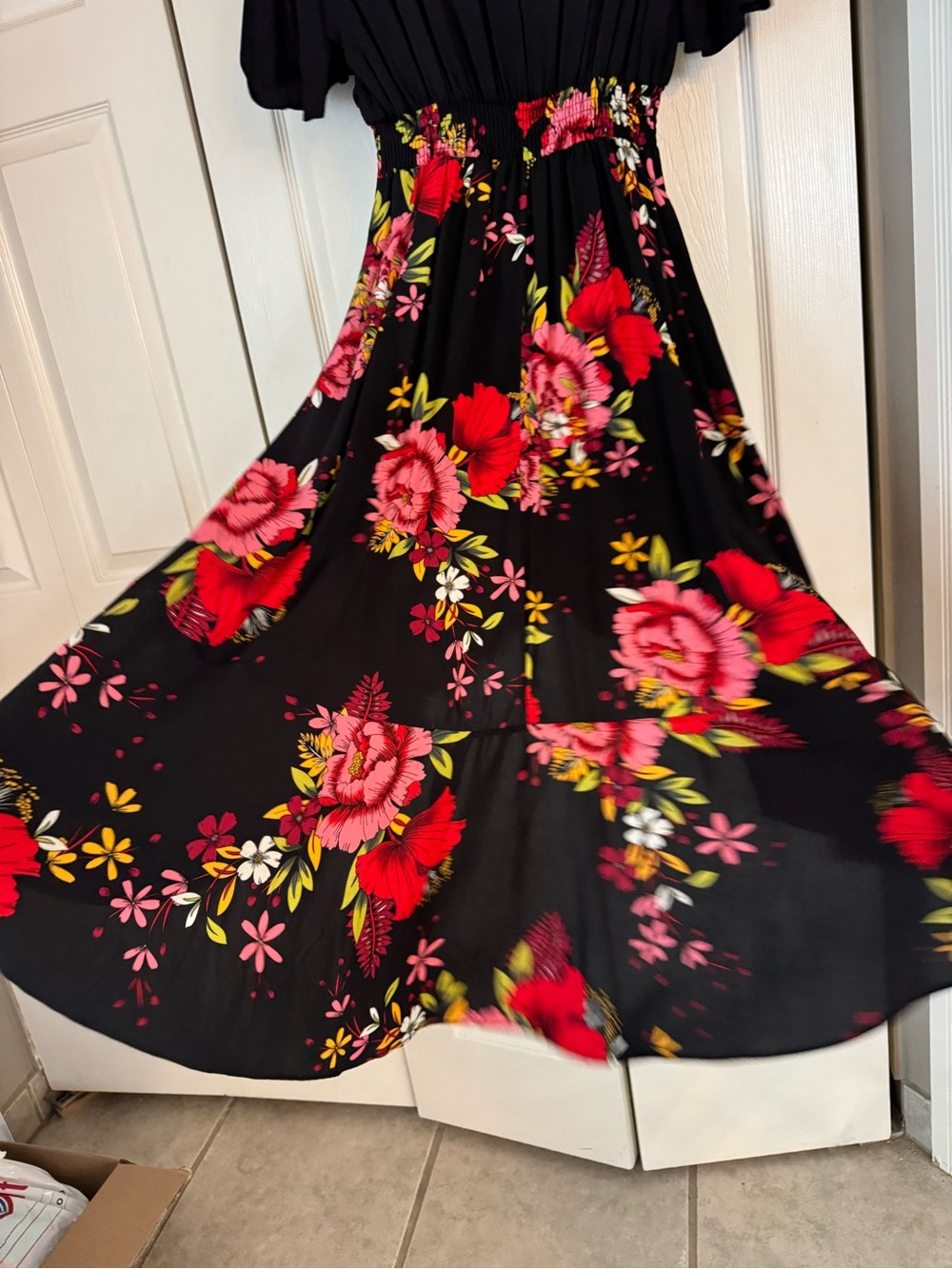 Women’s Short Sleeve Floral Maxi High Low V-Neck Flowy Dress, size XL NWT - Picture 12 of 16
